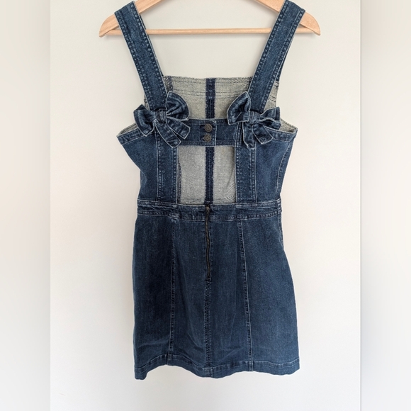 NWT Women's Madewell Denim Apron Bow-Back Dress Size 6 Mini Classic Feminine - Picture 3 of 10